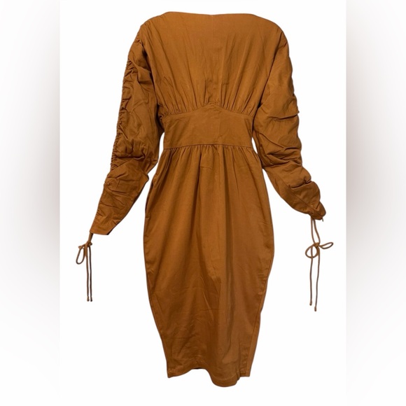 NEW $385 NWT Andrea Iyamah Palla Dress Caramel Corset Midi Size S - Picture 4 of 8